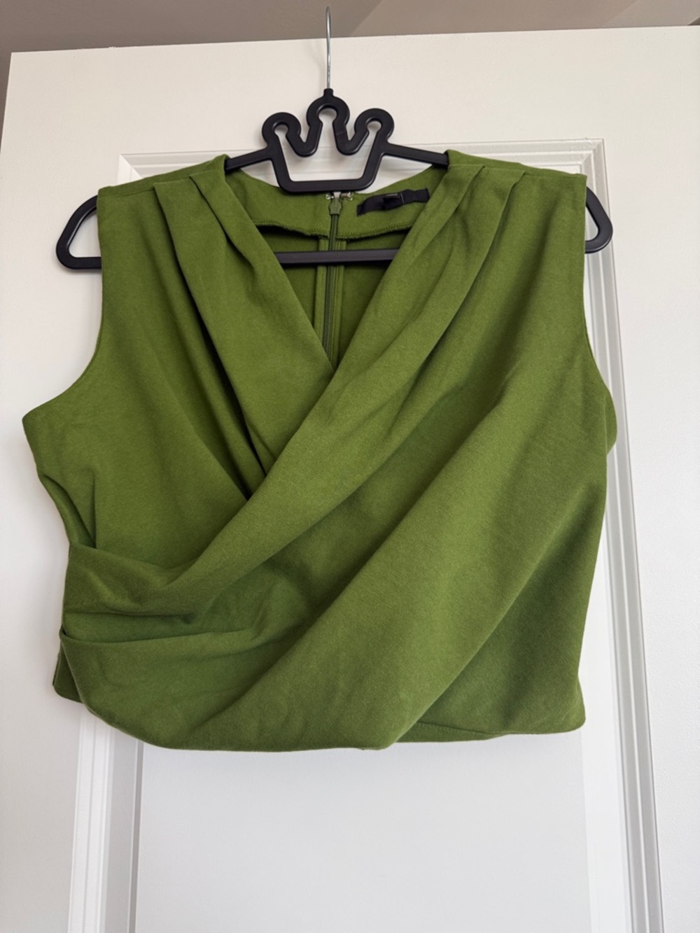Banana Republic Olive Green Draped Crop Blouse